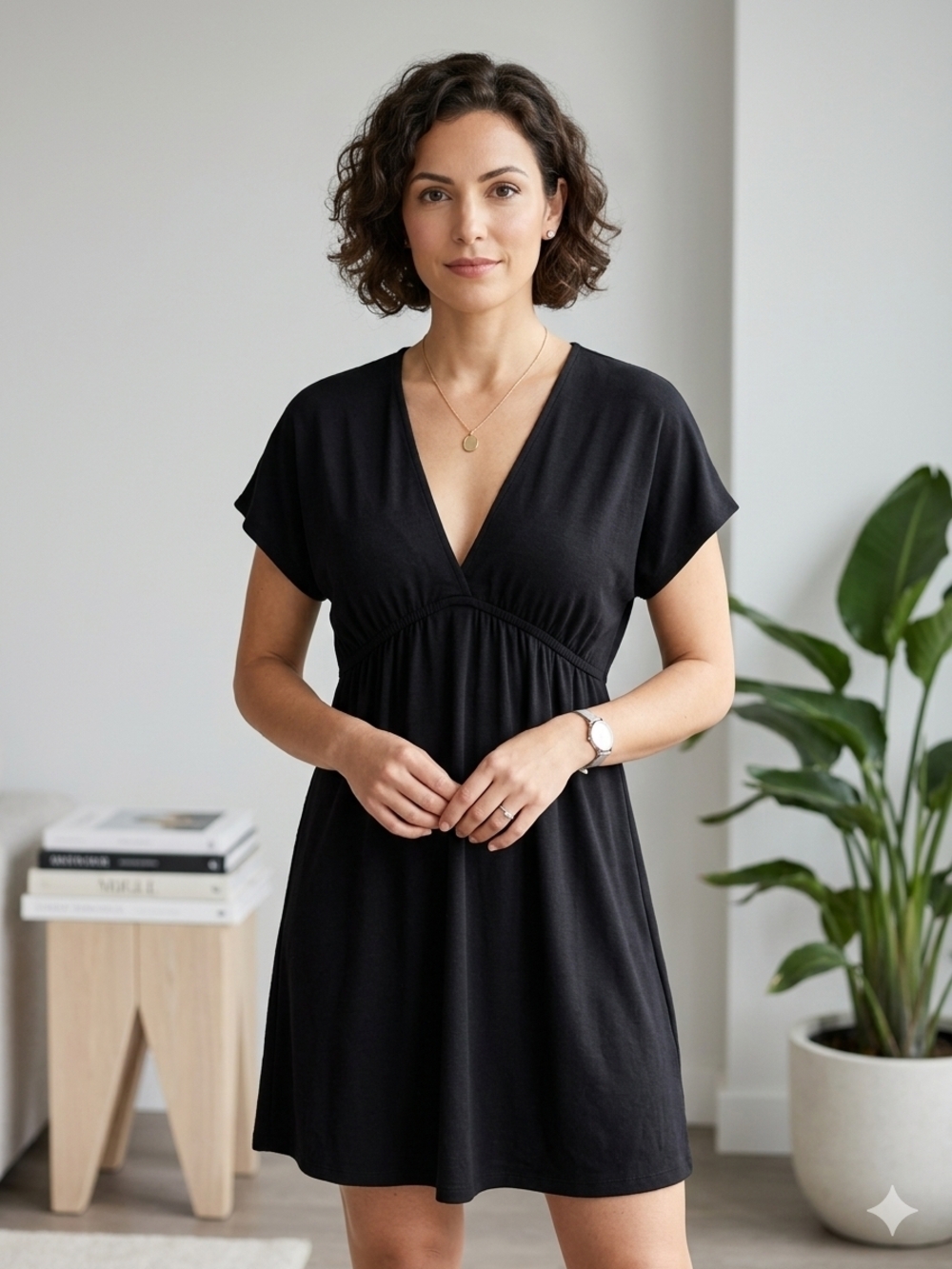 Mossimo Supply Co. Black V-Neck Midi Dress